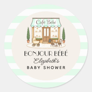French Paris Cafe Bébé Baby Shower Classic Round Sticker