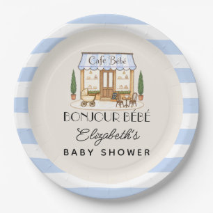 French Paris Cafe Bébé Boy Baby Shower Paper Plate