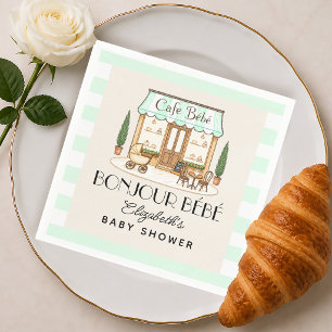 French Paris Cafe Bébé Gender Neutral Baby Shower Napkin