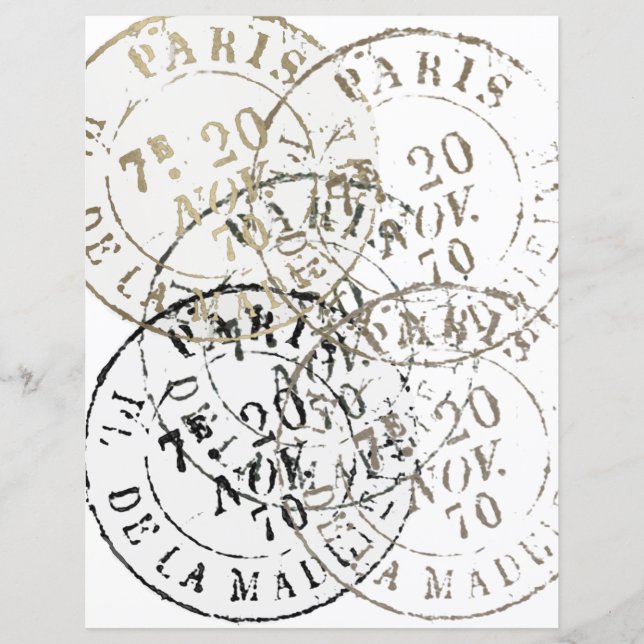 French Paris Postmark Vintage Collage Scrapbook (Front)