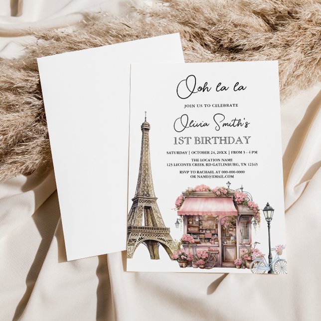 French Parisian Paris Cafe Tea Party Birthday Invitation (Creator Uploaded)
