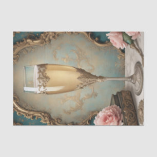 French Parisian Rococo Champagne Glass Decoupage  Tissue Paper