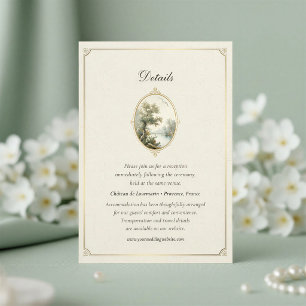 French Pastoral Ivory Wedding Detail Enclosure Card