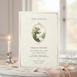 French Pastoral Ivory Wedding Invitation