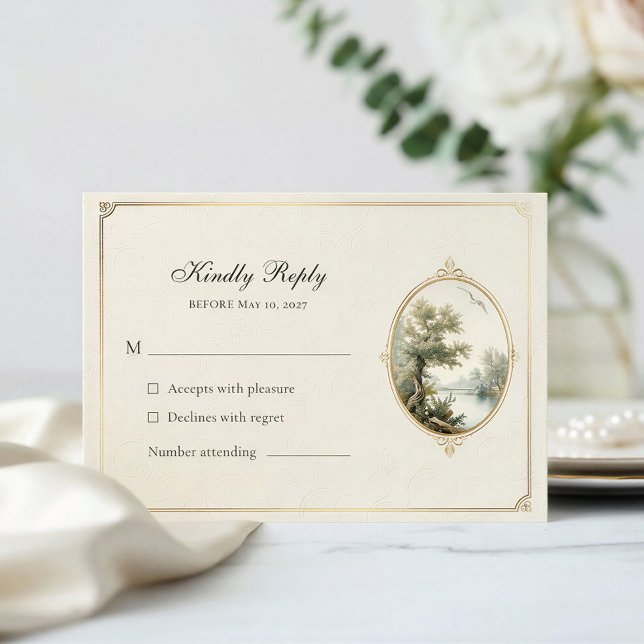 French Pastoral Ivory Wedding Response Card (Creator Uploaded)