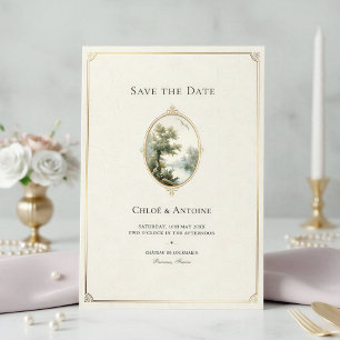 French Pastoral Ivory Wedding Save The Date