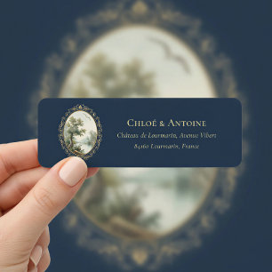 French Pastoral Navy Blue Wedding Return Address