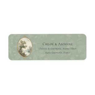 French Pastoral Sage Green Return Address Label