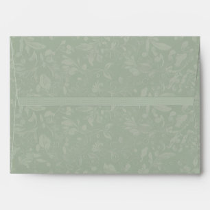 French Pastoral Sage Green Wedding Envelope