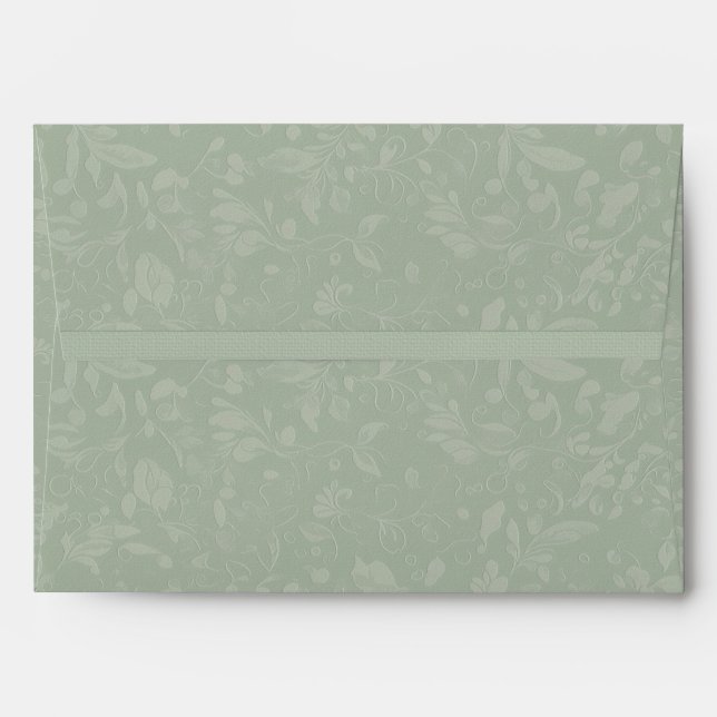 French Pastoral Sage Green Wedding Envelope (Back (Top Flap))