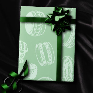 French Pastries Pattern   Neo Mint Green Sweets Wrapping Paper