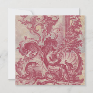 French Patina Vintage Red Toile Pompei Colours Invitation
