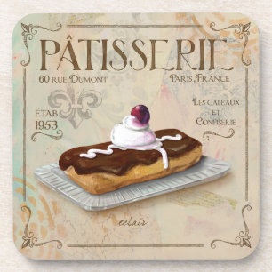 French Patisserie Coaster Chocolate eclairs