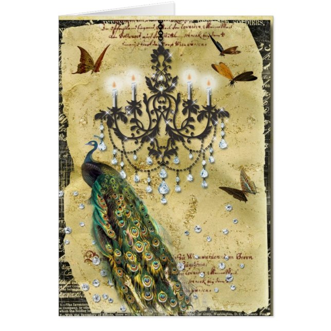 French Peacock and Chandelier (Front)