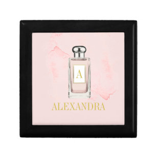 French Perfume Bottle Pink Chic Monogram Personal Gift Box