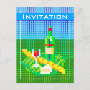 French picnic pixel art 8-bit colourful funny postcard