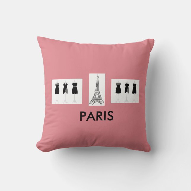 French Pink Paris Themed Pillow (Front)