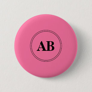 French pink solid colour with monogram 6 cm round badge