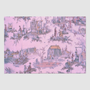 French Pink Toile de Jouy Chinoiserie Decoupage Tissue Paper