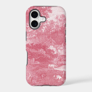 French Pink Toile de Jouy Shabby Counry Landscape