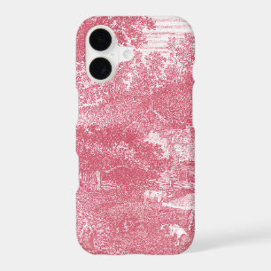 French Pink Toile de Jouy Shabby Counry Landscape