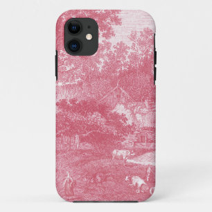 French Pink Toile de Jouy Shabby Counry Landscape Case-Mate iPhone Case
