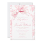 French Pink Toile Floral Bow Boho Baby Girl Shower
