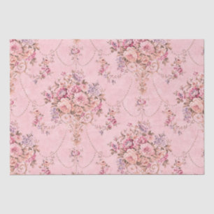 French Pink Victorian Style Floral Decoupage  Tissue Paper