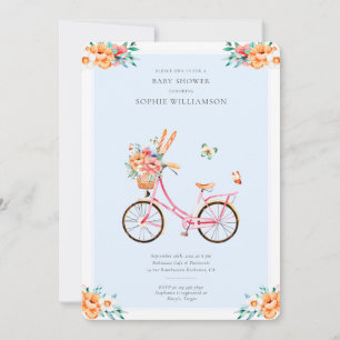 French Pink Vintage Bicycle Baby Shower Invitatio Invitation