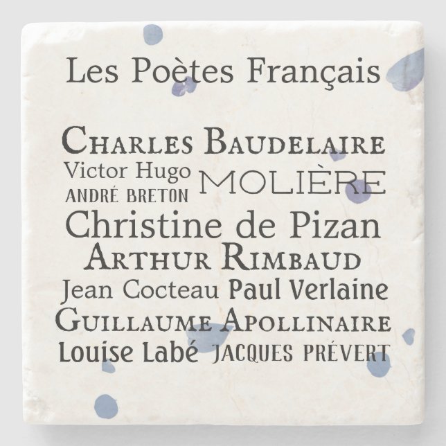 French Poets Stone Coaster (Front)