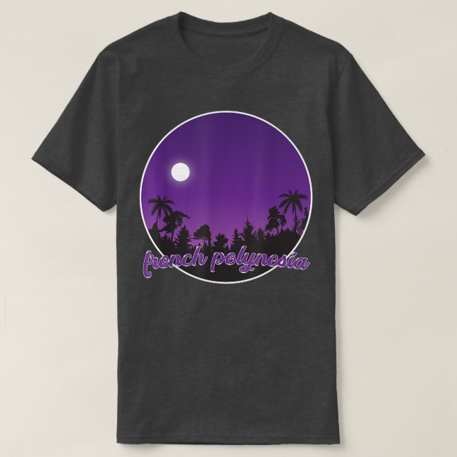 french polynesia By night with Palms  T-Shirt (Design Front)