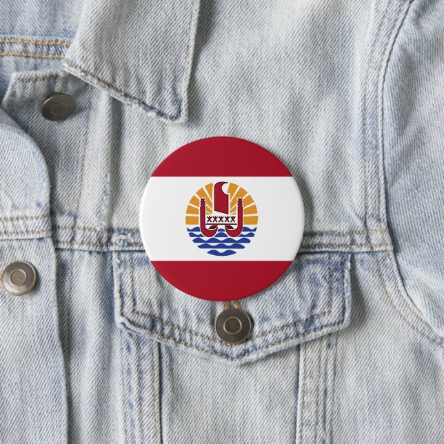 French Polynesia flag 7.5 Cm Round Badge (In Situ)