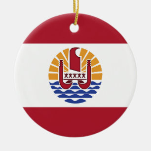 French Polynesia flag Ceramic Tree Decoration