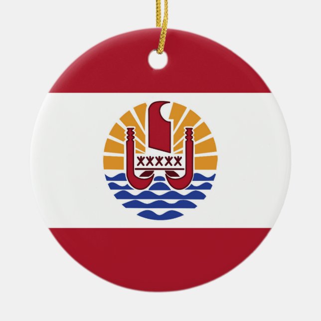 French Polynesia flag Ceramic Tree Decoration (Front)