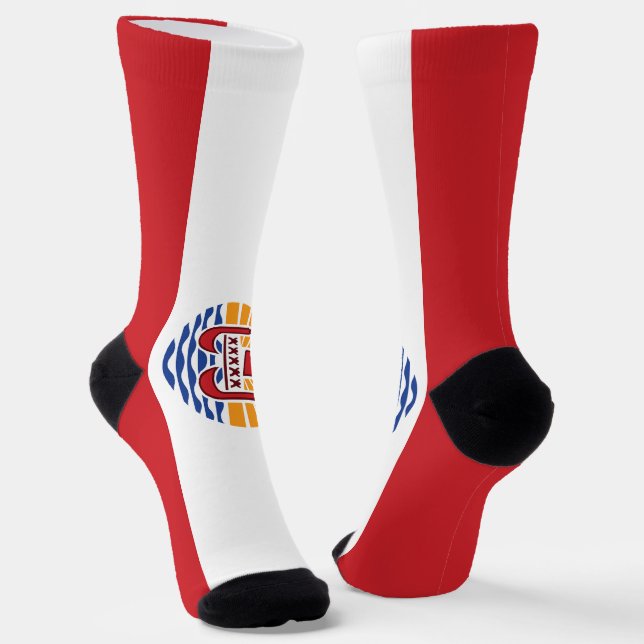 French Polynesia Flag Socks (Angled)