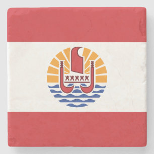 French Polynesia Flag Stone Coaster