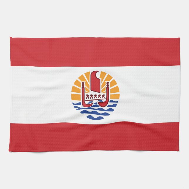 French Polynesia Flag Tea Towel (Horizontal)