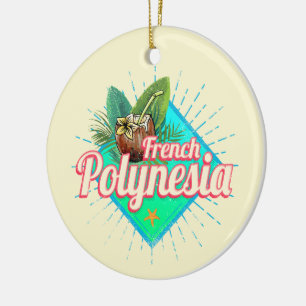 French Polynesia Island Pacific Vintage Souvenir Ceramic Tree Decoration