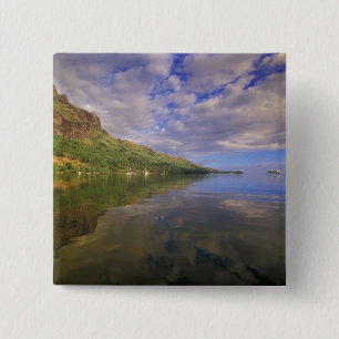 French Polynesia, Moorea. Cooks Bay. Cruise ship 2 15 Cm Square Badge
