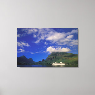 French Polynesia, Moorea. Cooks Bay. Cruise ship 3 Canvas Print