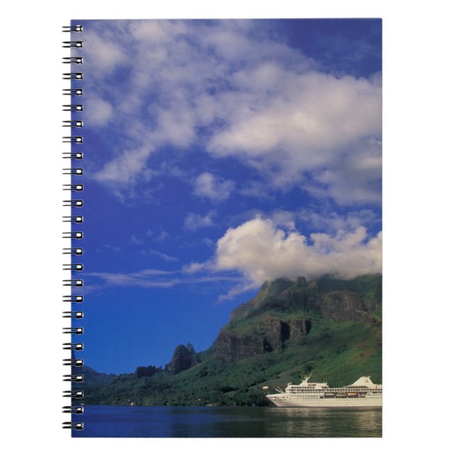 French Polynesia, Moorea. Cooks Bay. Cruise ship 3 Spiral Notebook (Front)