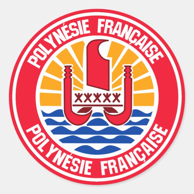 French Polynesia Round Emblem Classic Round Sticker (Front)