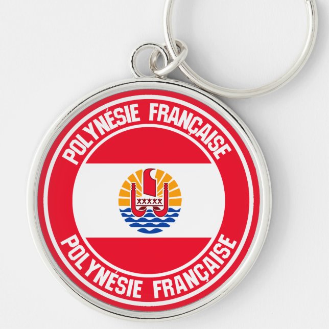 French Polynesia Round Emblem Key Ring (Front)
