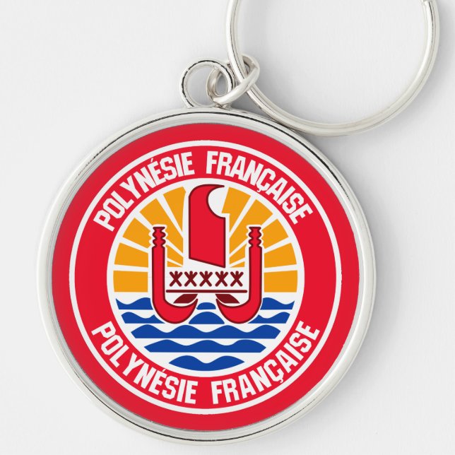French Polynesia Round Emblem Key Ring (Front)