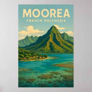 French Polynesia Travel Poster - Retro Moorea