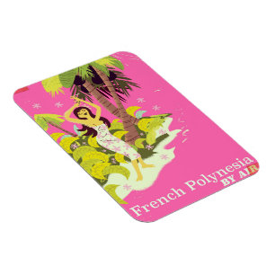 French Polynesia vintage travel poster Magnet
