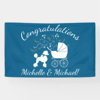 French Poodle Baby Shower Dog Puppy Blue Boy