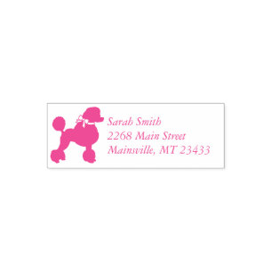 French Poodle Dog Baby Shower Puppy Pink Girl Self-inking Stamp