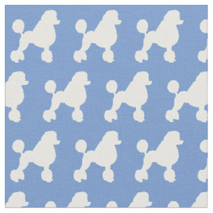 French Poodle Dog Silhouette Pet Light Blue Fabric