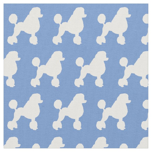 French Poodle Dog Silhouette Pet Light Blue Fabric (Close Up)